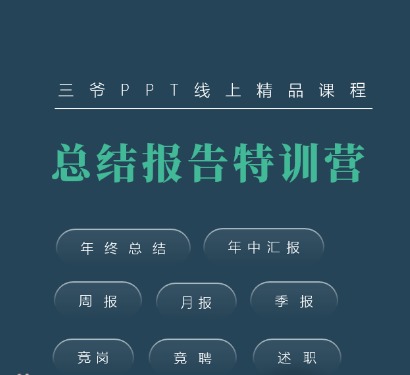 三爷PPT线上精品课程总结报告特训营，涵盖各种工作岗位场景 【来源：赤道365论坛】 帖子ID:2384 影院培训ppt