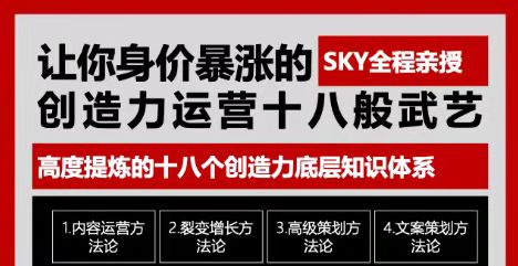 创造力运营十八般武艺，打造属于你的独一无二的创造力 ，价值499元 【来源：赤道365论坛】 帖子ID:2567 创造,创造力,运营,十八,十八般武艺